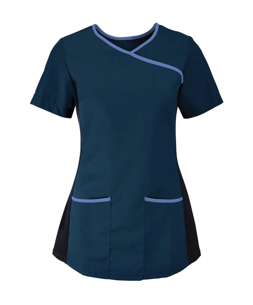 Stretch Female Fit Contrast Scrub Top NF43