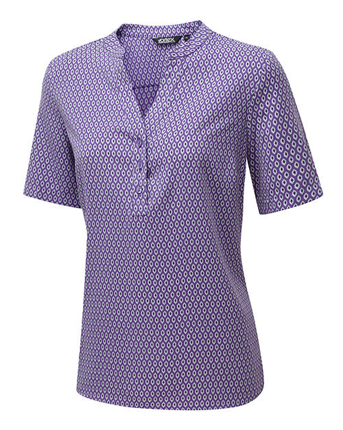 BETH Short Sleeve Pop-Over Print Blouse