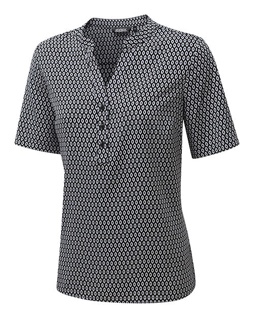 BETH Short Sleeve Pop-Over Print Blouse