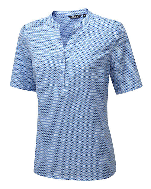 BETH Short Sleeve Pop-Over Print Blouse