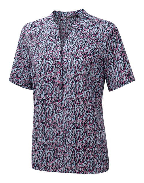 BILLIE Short Sleeve Pop-Over Print Blouse