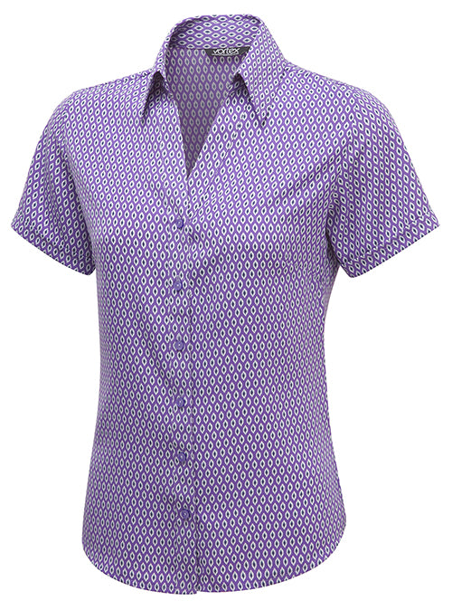 EMMA Short Sleeve Button Down Print Blouse