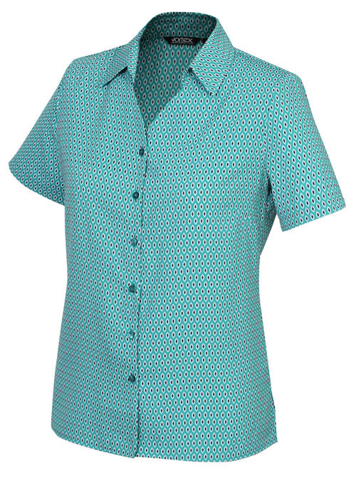 EMMA Short Sleeve Button Down Print Blouse