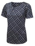 GINA Tuck Neck Short Sleeve Print Shell Blouse