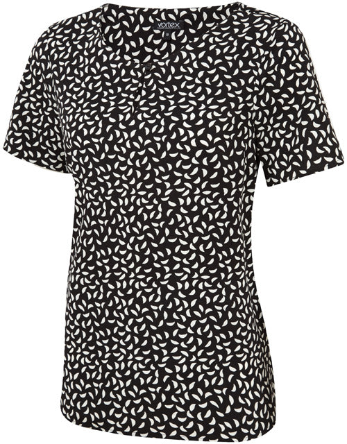 HATTIE Short Sleeve Print Shell Blouse