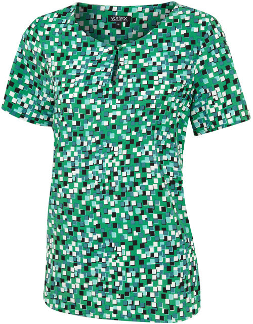 KELLY Short Sleeve Print Shell Blouse
