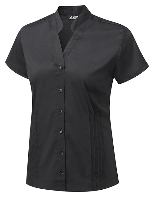 MIA Mandarin Collar Short Sleeve Cotton Touch Blouse