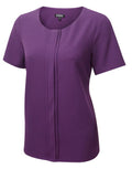 POPPY Pleat Front Short Sleeve Stretch Shell Blouse
