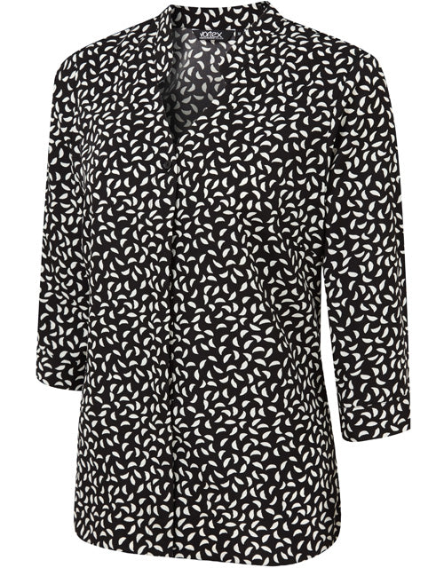 SADIE 3/4 Sleeve Print Pop-Over Blouse