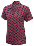 SARAH  Button Down Short Sleeve Print Blouse