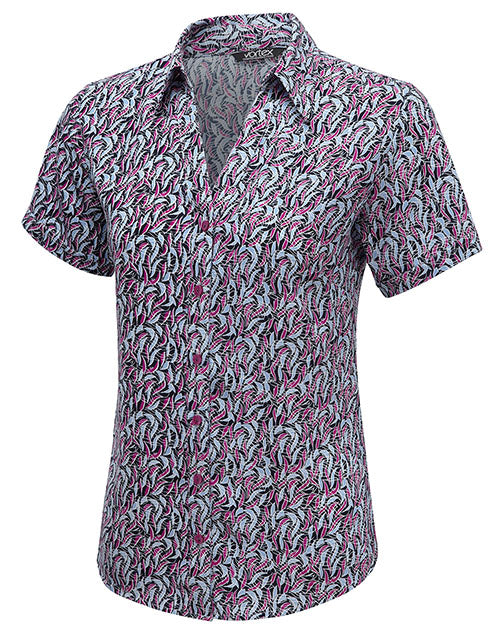 WILLOW Button Down Short Sleeve Print Blouse