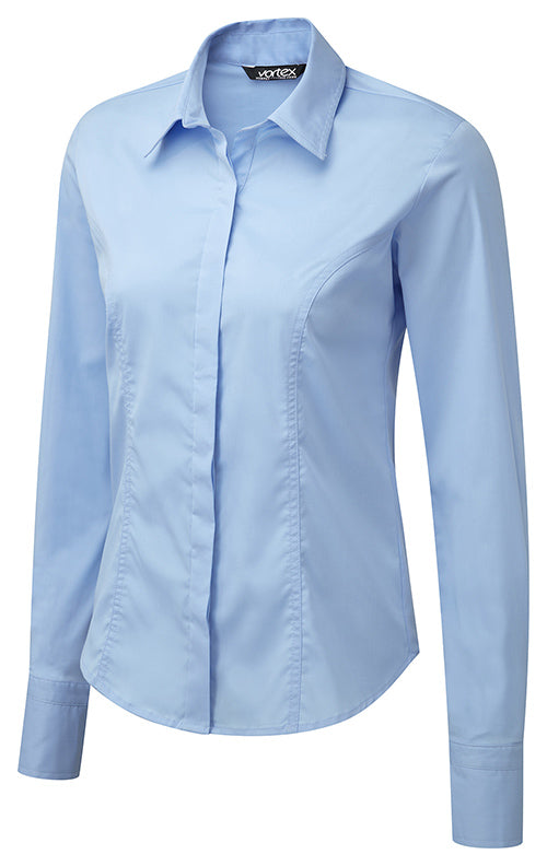 ZOE Concealed Button Down Long Sleeve Blouse